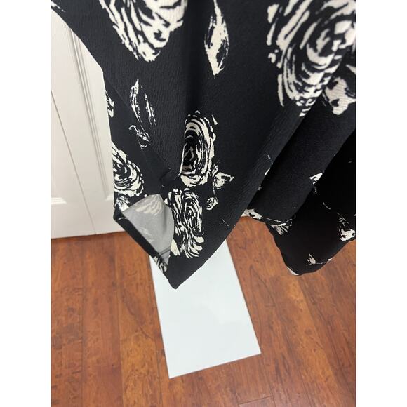 Jumpsuit M/L Boho Lagenlook Baggy Harem Adjustable Spaghetti Strap Black Floral - Picture 7 of 8